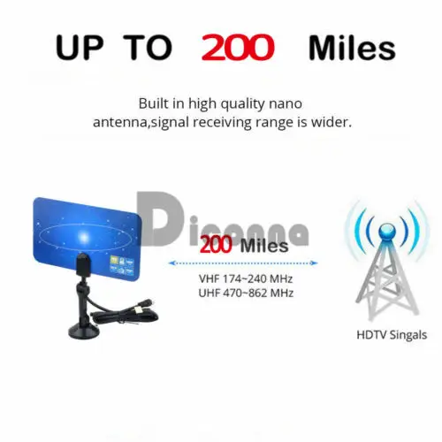 200 Miles Range Indoor Digital TV Antenna HDTV 1080P 4K FOX Amplified Amplifier 200 Miles Range Indoor Digital TV Antenna HDTV 1080P 4K FOX Amplified Amplifier