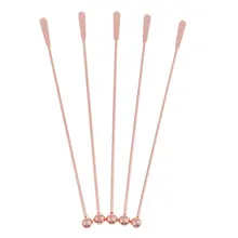 LBER 5 шт мешалка для напитков из нержавеющей стали, мешалка для коктейлей, палочка для коктейлей-розовое золото-прямой брусок, 19 см