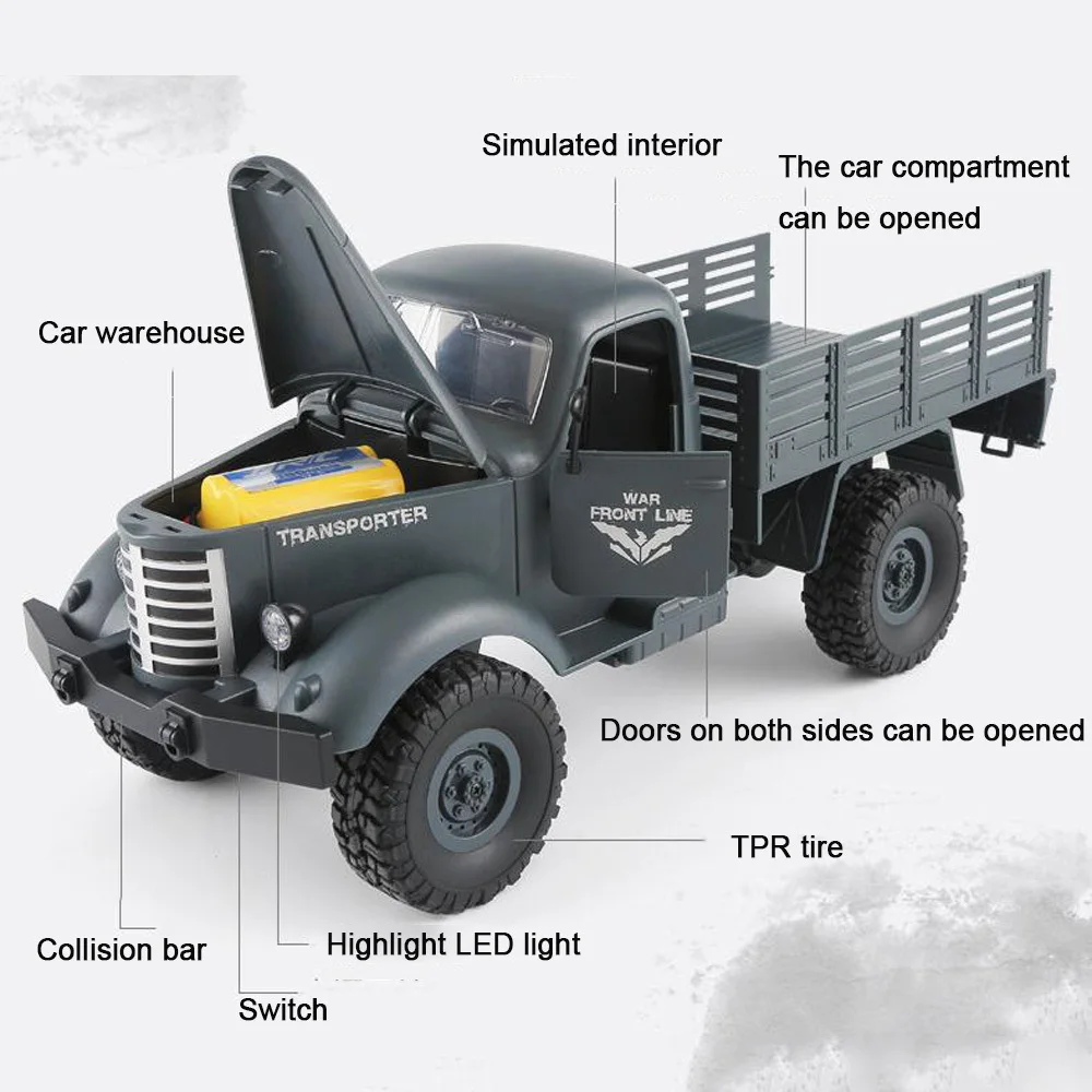 

RC Truck Electric Toy 2.4G RC Machine Military 4 Wheel Drive Tracked Off-Road for Children RC Model Gifts