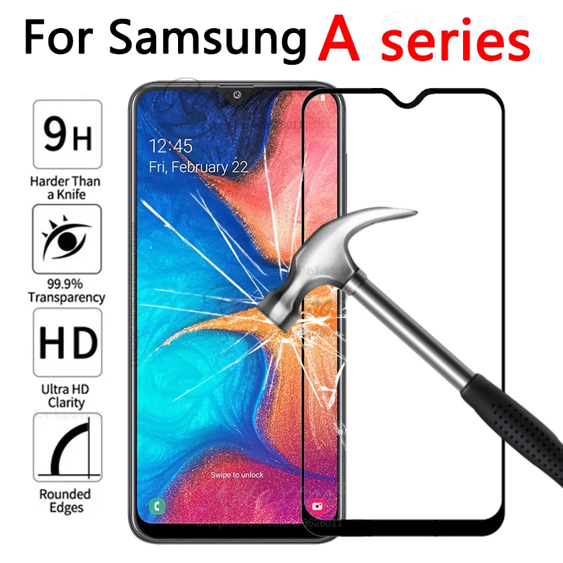 Закаленное стекло с полным покрытием для Samsung Galaxy A10 A20 A30 A40 A50 Защита экрана A 20 A205f