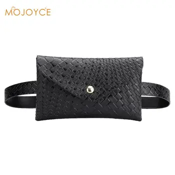 

Solid Color Woven Shoulder Waist Bags Fanny Belt Packs Phone Pouch Women PU Leather Crossbody Casual Messenger Chest Bags 2019