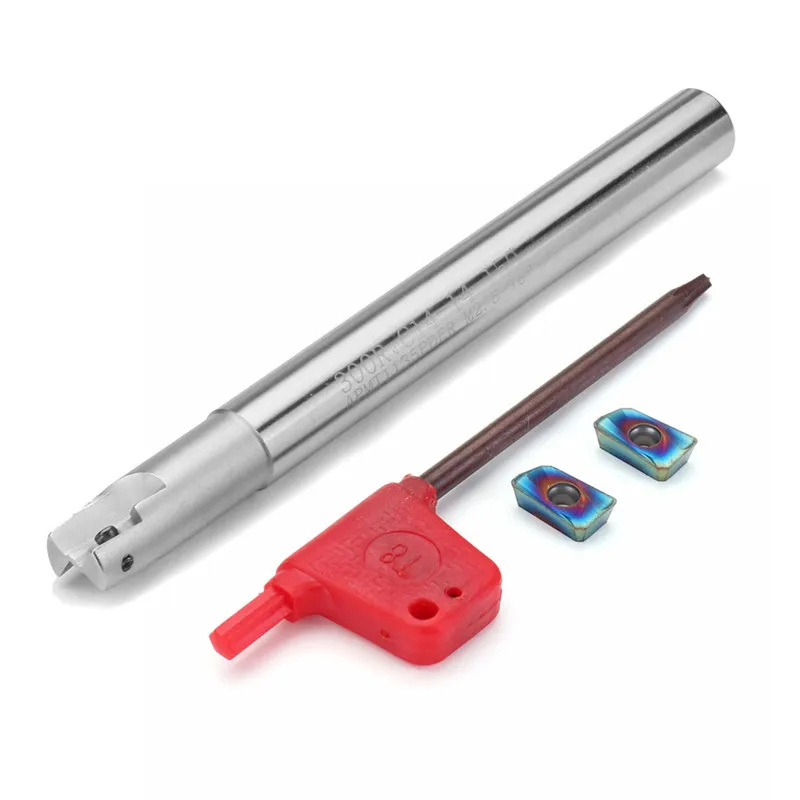 

DANIU Upgrade 300R 14mm 2 Flute Face Milling Cutter + 2pcs HRC58 Blue-nano APMT1135 Carbide Insert