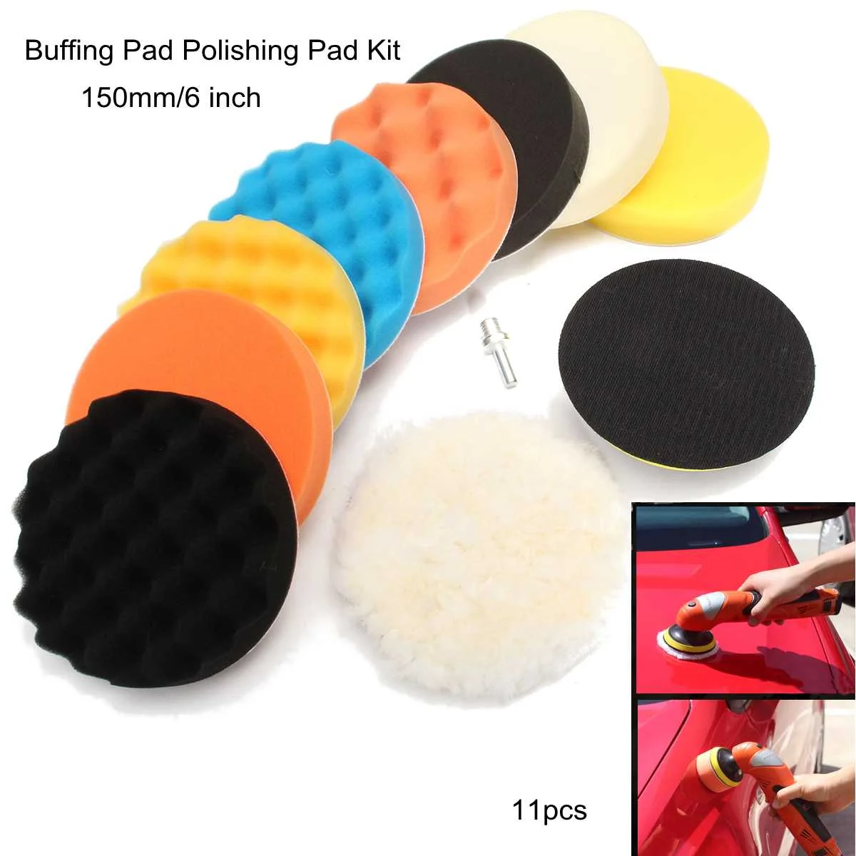 

11pcs 6inch Sponge Polishing Waxing Buffing Pads Kit Compound Auto Car And Drill Polisher Pads