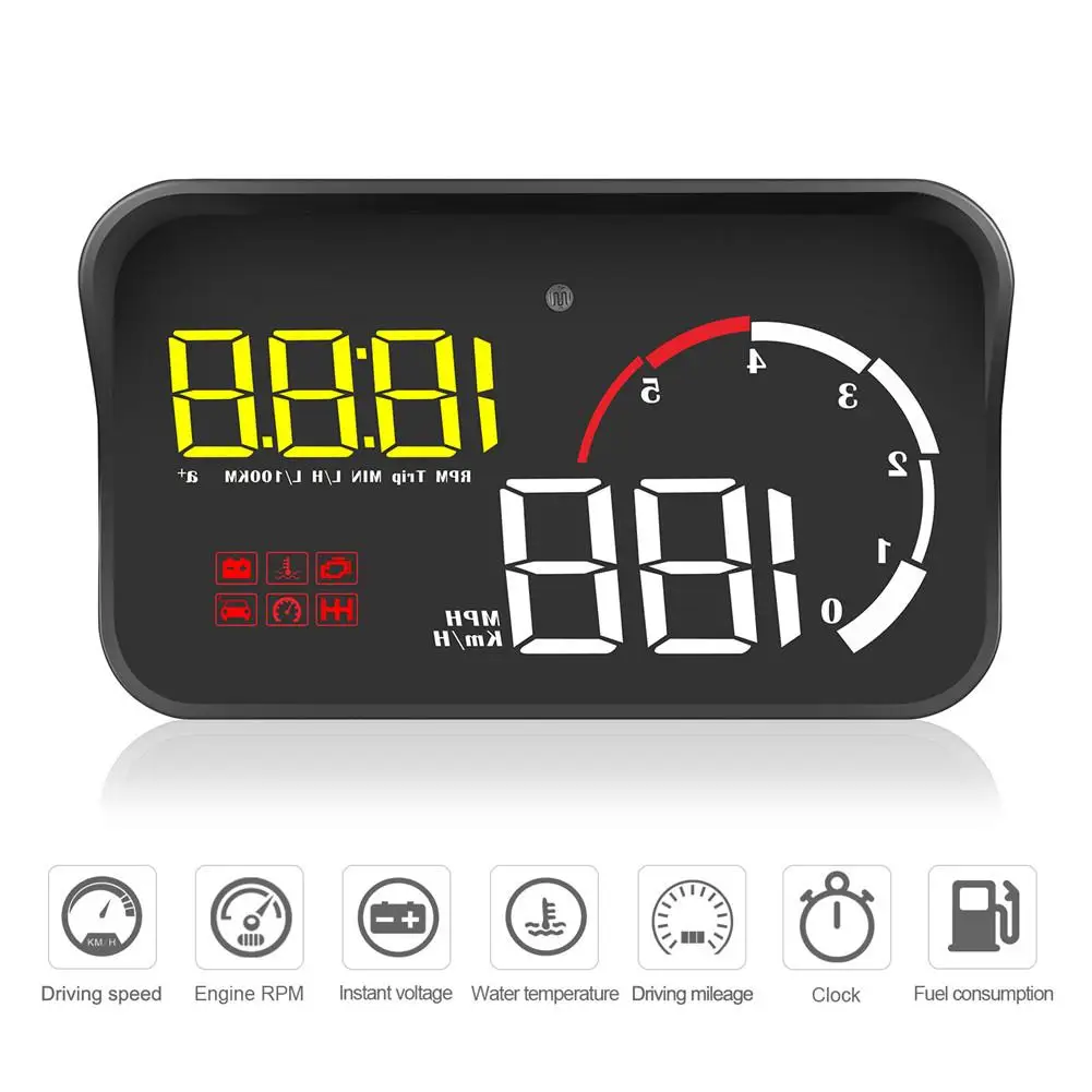 M10 автомобиль OBD2 HUD Дисплей Цифровой спидометр лобовое стекло проектор