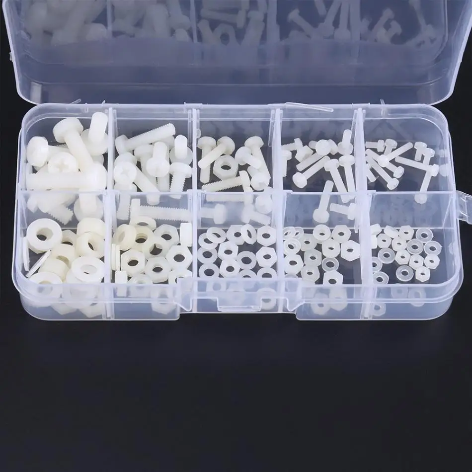 

150Pcs M2 M2.5 M3 M4 M5 Hex Screws Bolts Nuts Washers Assortment Kit W/ Box White Fastener Hardware nuts and bolts ferreteria