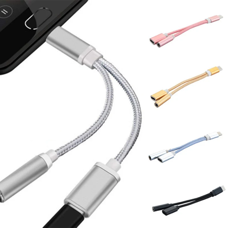 

Earphone 2 In 1 Adapter Type C To 3.5mm Aux Audio Cable USB-C 3.5 Mm Jack Headset Charging Cable For Letv 2/Pro/Max 2/Xiaomi
