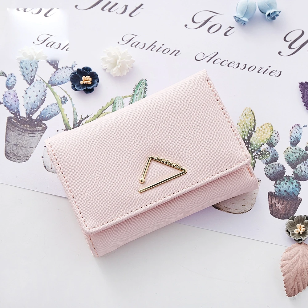 

Ladies Hand Small Card Package Cross Pattern Metal Hardware 3 Folder Multi-Card Position Wallet Bag