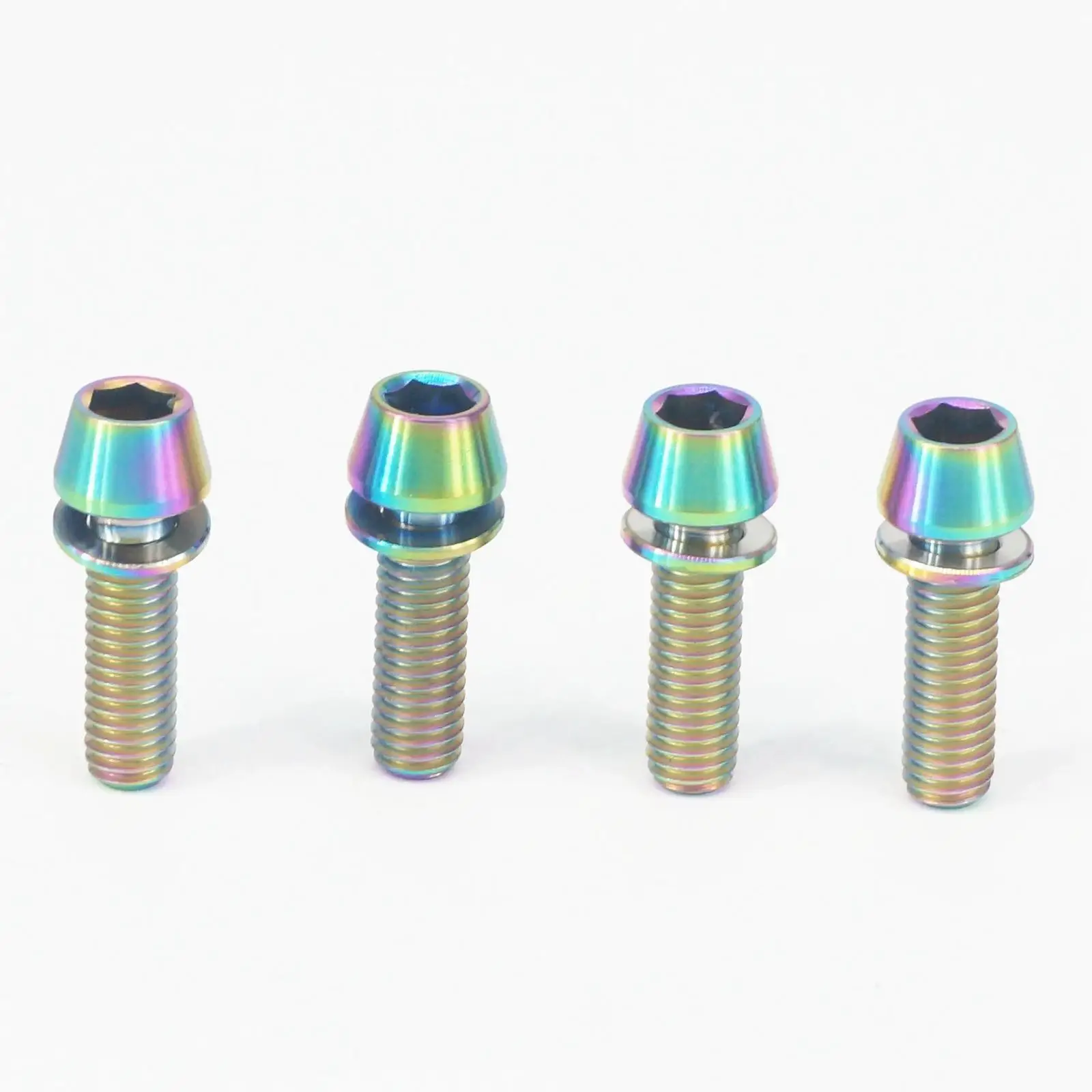 

LOT 4 M6 x 20mm Colorful TC4 GR5 Titanium Alloy Allen Hex Screw Taper Cone Head Bolts With Washer For Bicycle