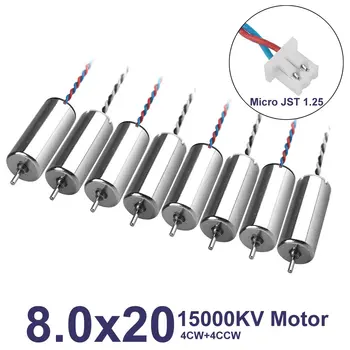 

F-Cloud 8pcs 8020 Motor 8x20mm 15000KV Brushed Motors 4CW 4CCW Coreless Motor with JST-1.25 Connector for Tiny 7X Beta75s