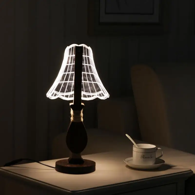 

Dimmable 3D Acrylic Table Light LED Desk Lamps Nightlight Wedding Decor Home Decor With Plug
