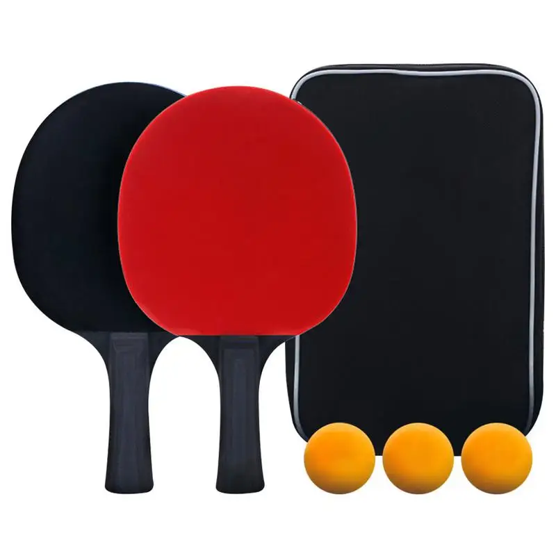

Two Paddle Three Ball Set Table Tennis Racket Double Face Pimples-in Racket Rubber Table Tennis Bat With Bag Top Recommended