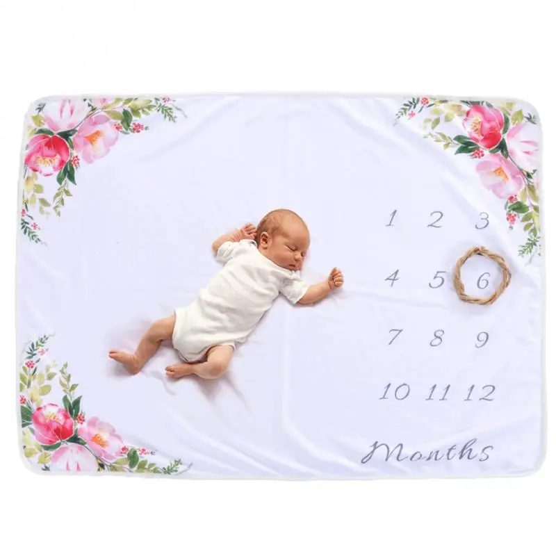 

High Quality Infant Baby Blanket Pictures Faux Fleece Rug Props Milestone Monthly Backdrop