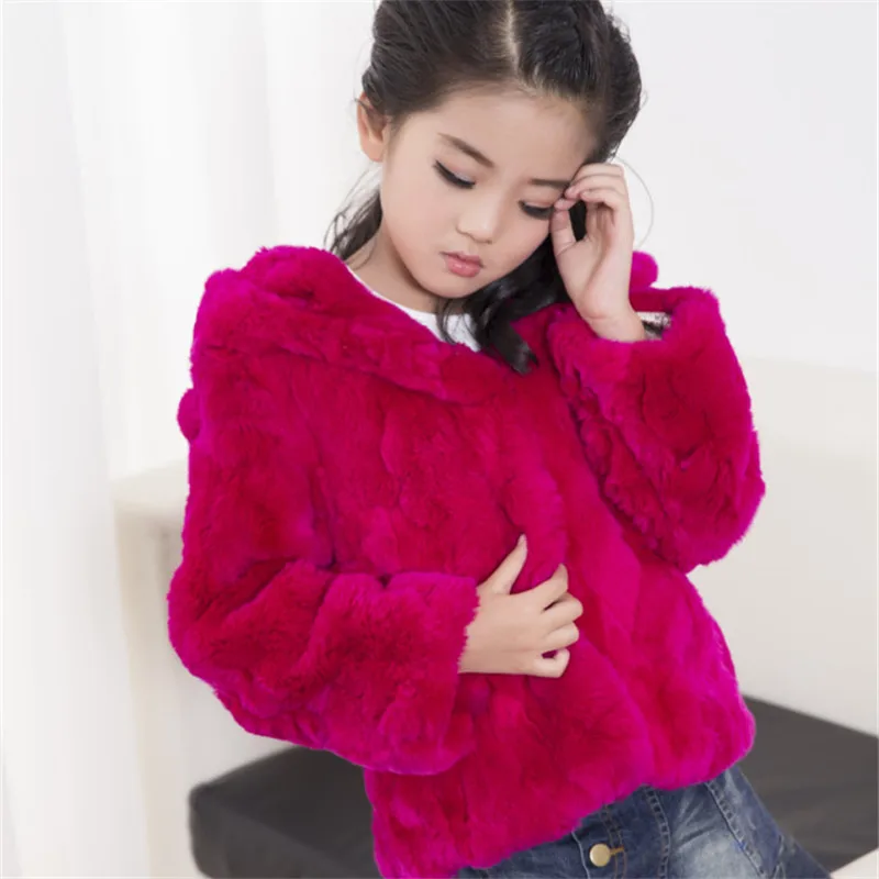 

Children Rabbit Fur Coat Autumn Winter Girls Short Hooded Full Casual Fur Coat Baby Outerwear Jacket Lovely Clothing C#15