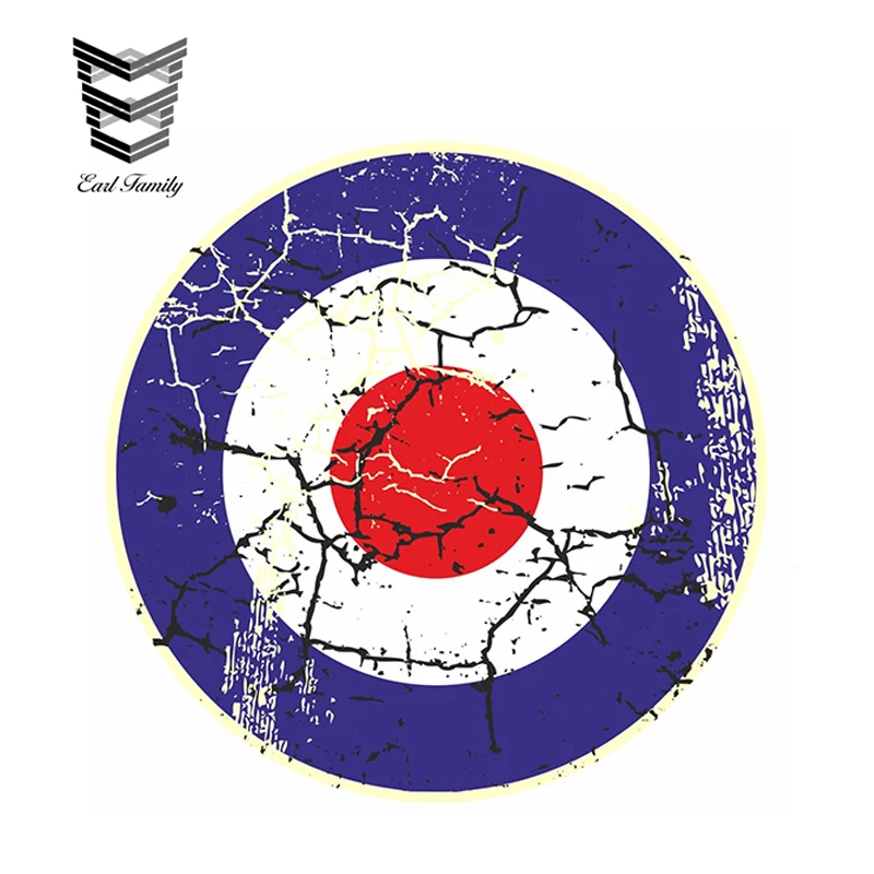 

EARLFAMILY 11cm x 11cm Car Sticker Distressed Aged RAF MOD Roundal Target Design for Rat Look Vinyl Decal Car Styling