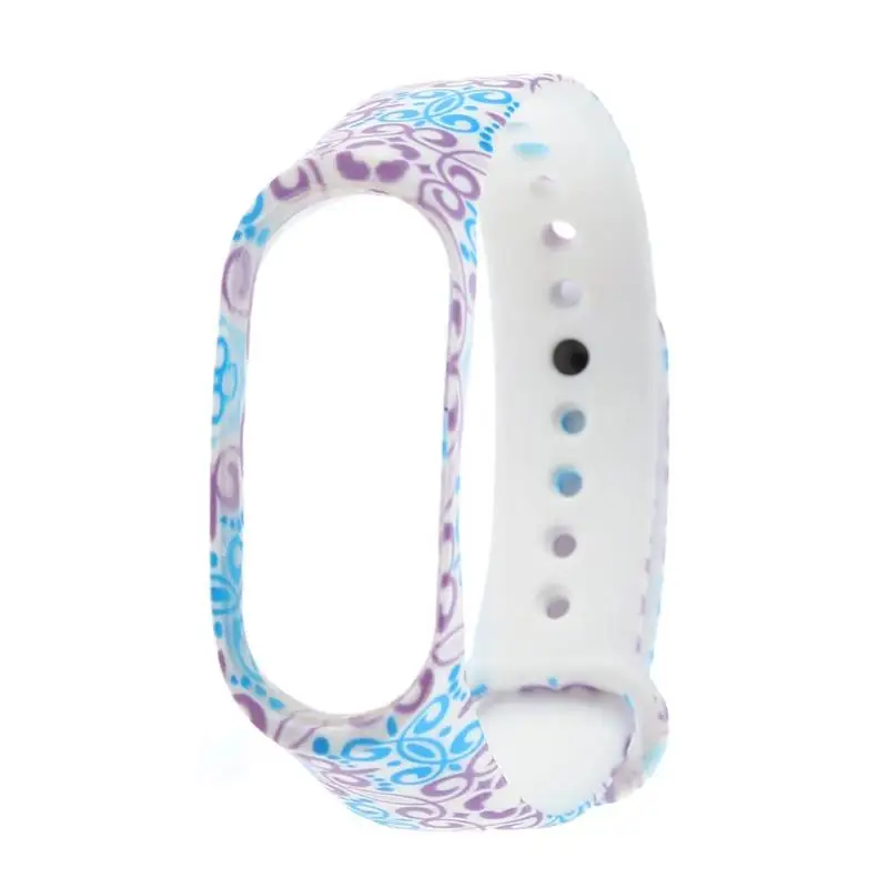 Ремешок силиконовый для Xiaomi Mi Band 3 браслет с разноцветным принтом наручных часов