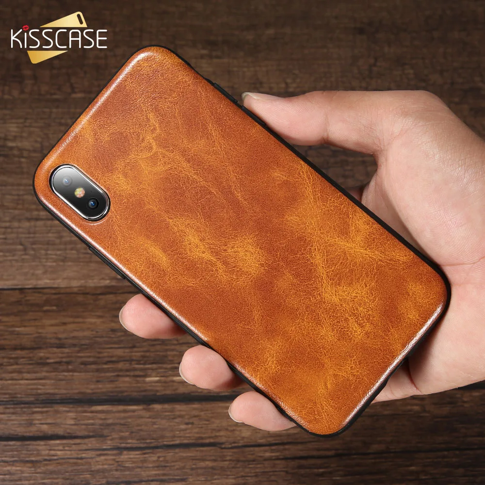 KISSCASE Кожа Телефон чехол для iPhone 6 7 8 плюс роскошный Бизнес Ретро Leatherr X S Capinhas