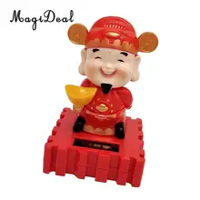 Мультфильм на солнечных батареях танцующий Бог богатства& Фортуна качели фигурка модель игрушки приборная панель для автомобиля украшение стола