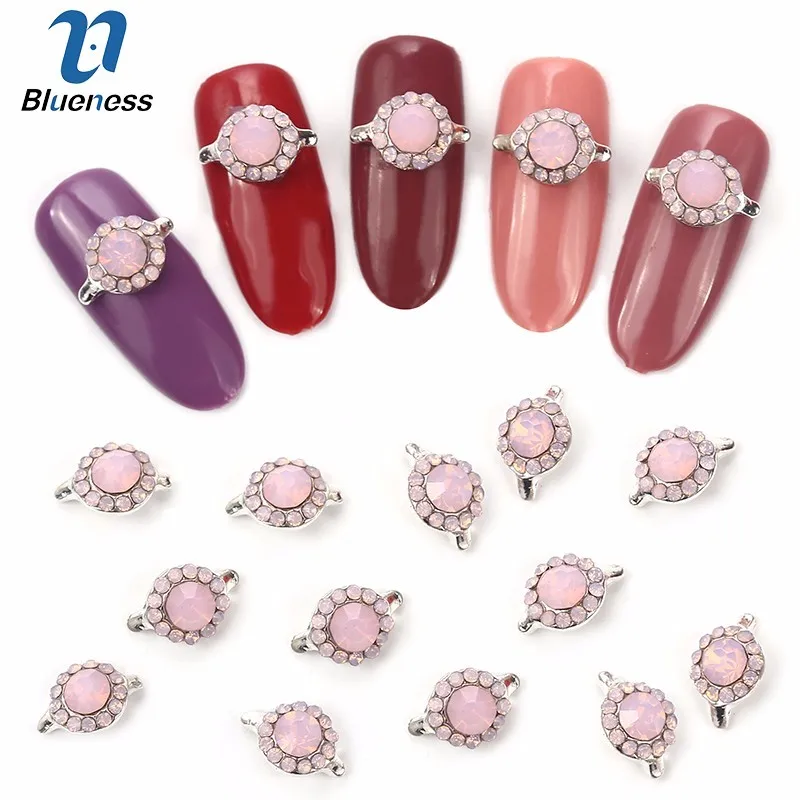

Blueness 10Pcs Pink Gem Nail Diamond Mini Ring Design Mini Glitter Rhinestones Nail Art Decorations Nail Accessories
