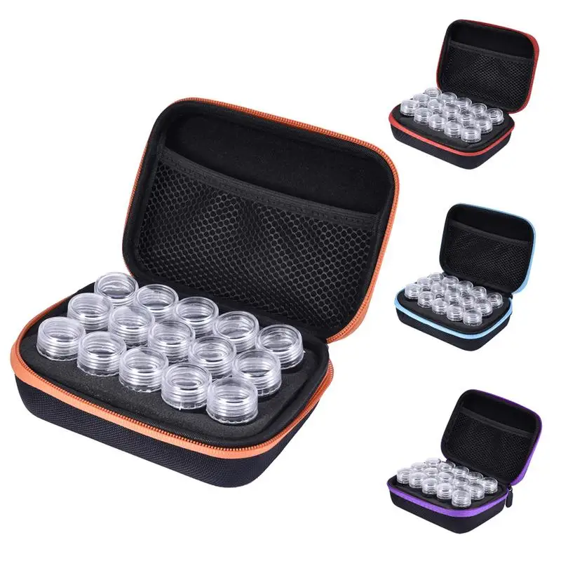 

15 Slots Diamond Embroidery Box Diamond Painting Accessory Case Clear plastic Beads Display Storage Boxes Zipper Design #SO