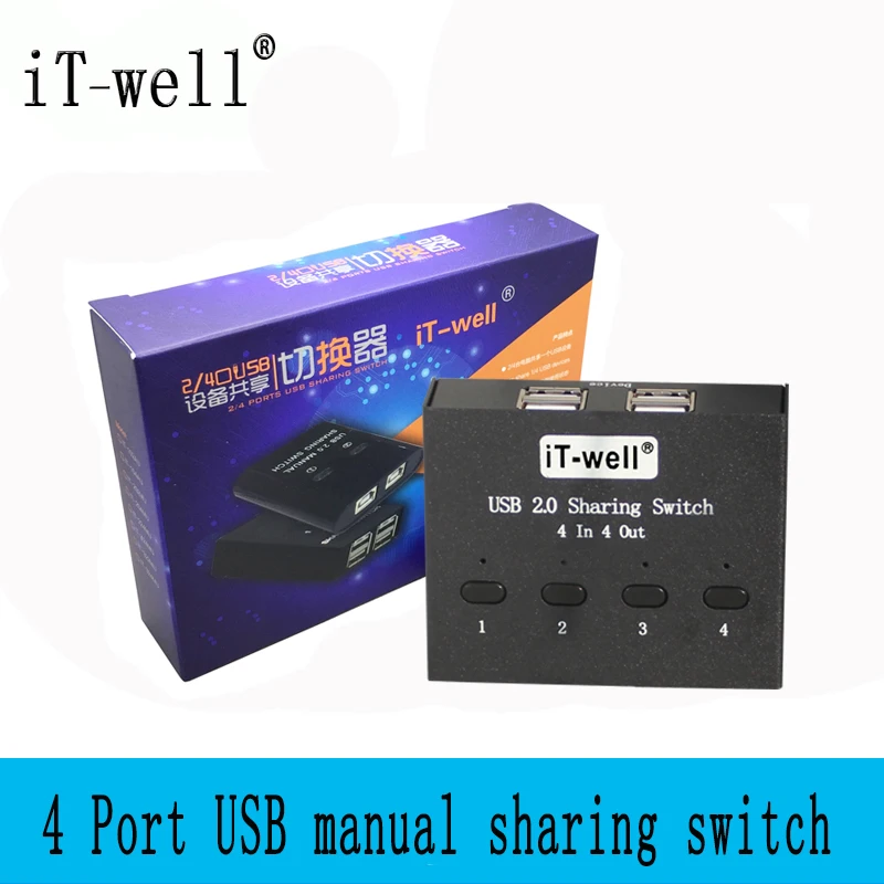 IT well USB ручной коммутатор для совместного использования переключатели квм 4 порта