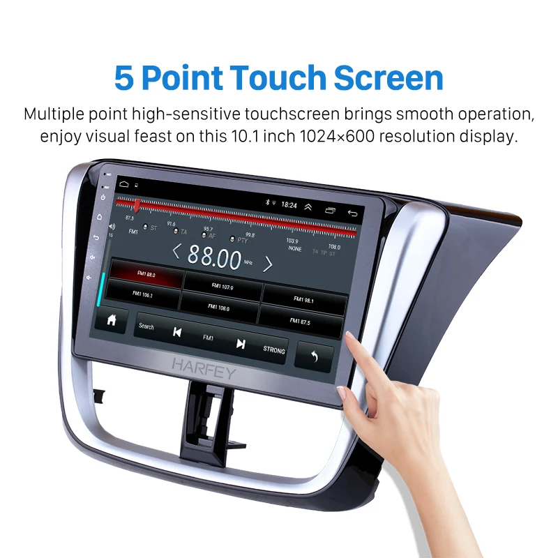 Sale Harfey 2Din Quad Core 10.1 Android 8.1 Wifi Car Radio GPS Multimedia Player Head Unit For TOYOTA VIOS Yaris  2014 2015 2016 2017 2