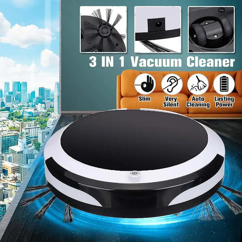 

3-in-1 Auto Rechargeable Smart Vacuum Cleaner Sweeping Robot Dry Wet Sweeping Strong Suction Robot Cleaner for Home Office
