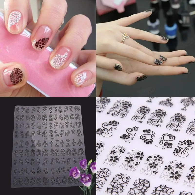 Новинка 108 листов 3D DIY наклейки для ногтей Золотой Серебряный Розовый цветок