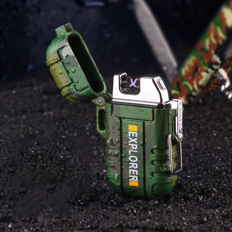 Double Arc Waterproof Windproof Outdoor Survival Camping Lighter Plasma font b Electronic b font Cigarette Lighter