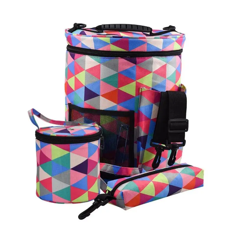 

3pcs/set Knitting Yarn Storage Bag Case Yarn Drum Women's Crochet Hook Thread Pouch Round Periwinkle Knitting Crochet Tote Bag