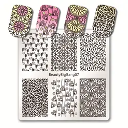 BeautyBigBang 6*6 см квадратный пластины для ногтей кружева цветочный дизайн ногтей штамп шаблон и форма для ногтей трафареты для ногтей тиснения