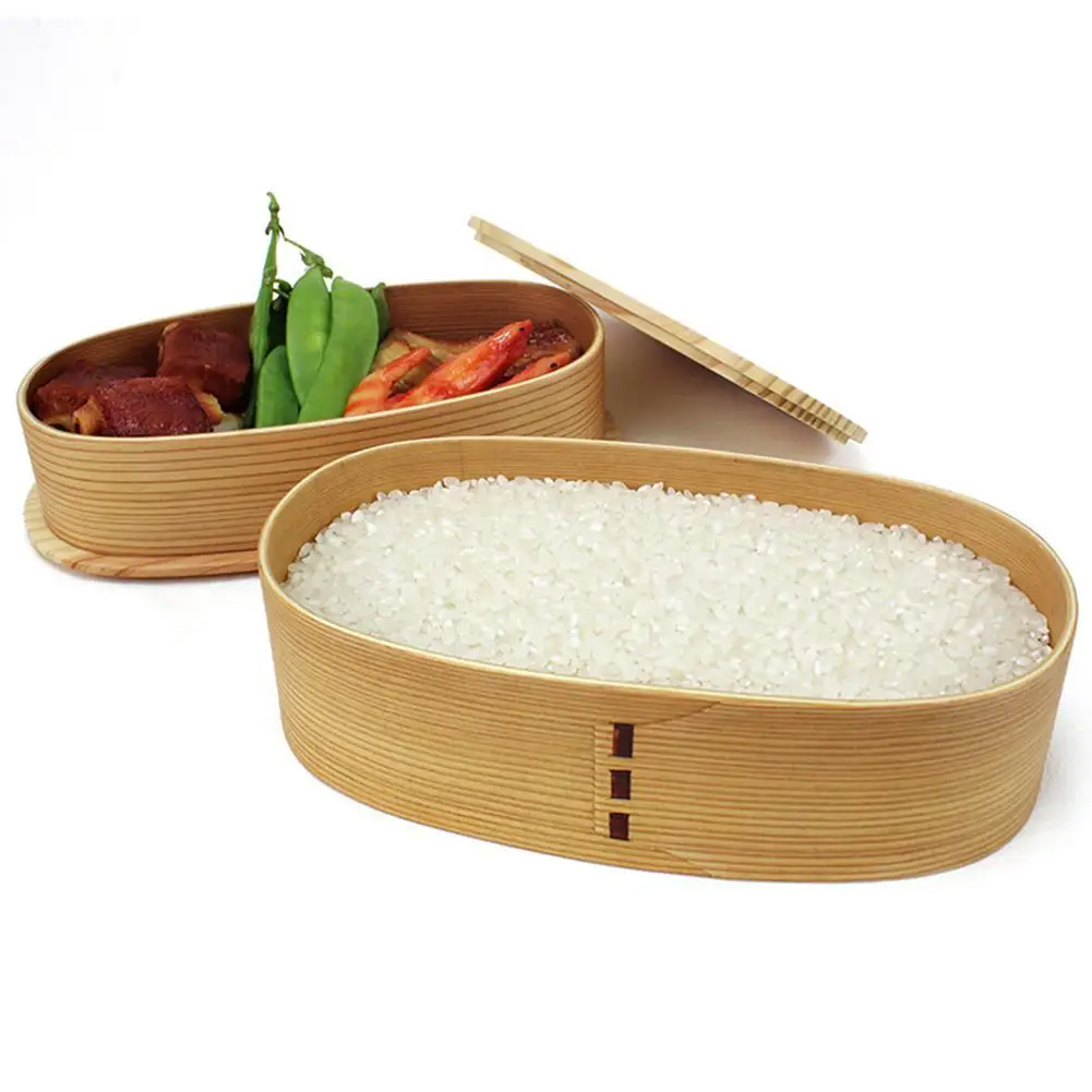 

Adeeing Natural Double/single-layer Wooden Lunch Box With Bondage Belt For Student