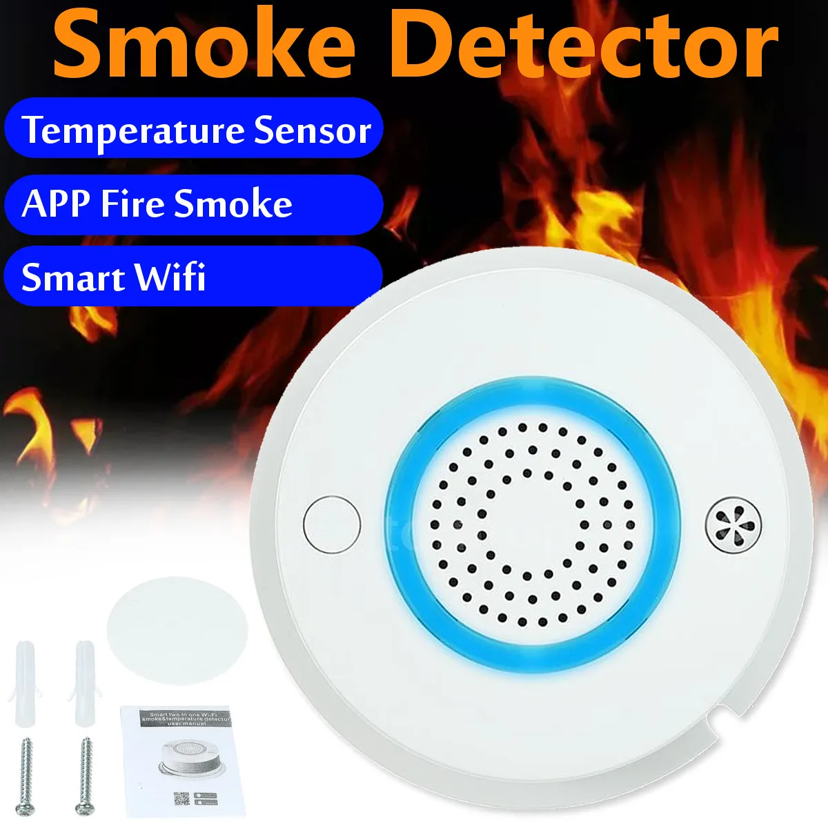 

Smart WIFI Smoke Detector Fires Alarm Temperature Sensor GPRS Fires Protect Monitor For Home Store Office Security Alarm System