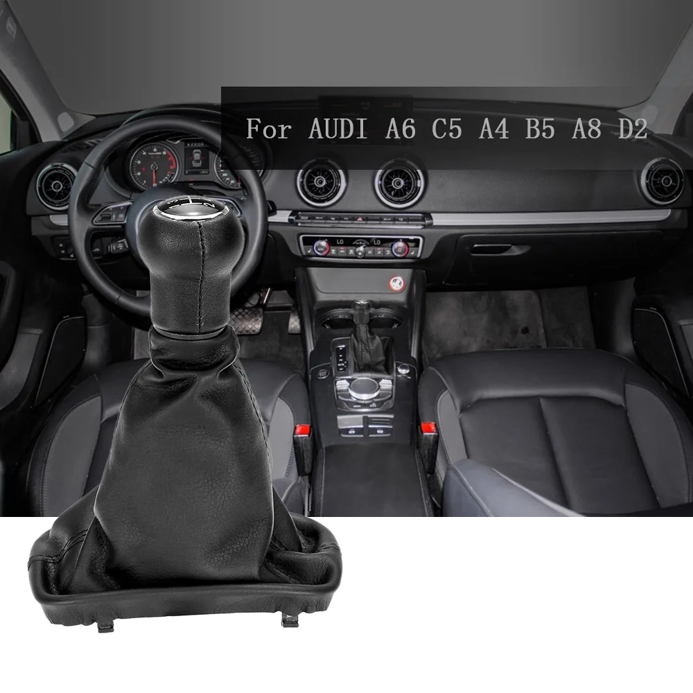 

KKMOON 5 Speed Gear Shift Knob Gear Stick Gaiter Boot Replacement Kit for AUDI A6 C5 A4 B5 A8 D2