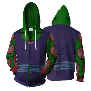

2019 autumn and winter new 3D printing hoodie Dragon Ball Z Piccolo Cosplay zipper hooded jacket clothing hooded hip hop shirt