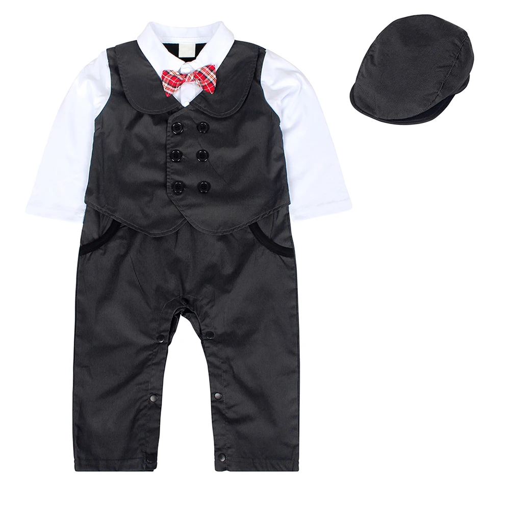 

AmzBarley Baby Boy Rompers Newborn clothes+hat Toddler Kids Clothing Bow Tie Boys Suits For Weddings Costume 1st Birthday Outfit