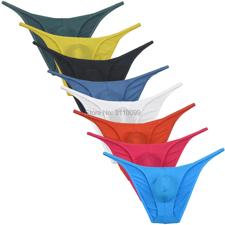 Men's Modal Bikini Bulge Pouch Briefs Ruched Back Underwear Male