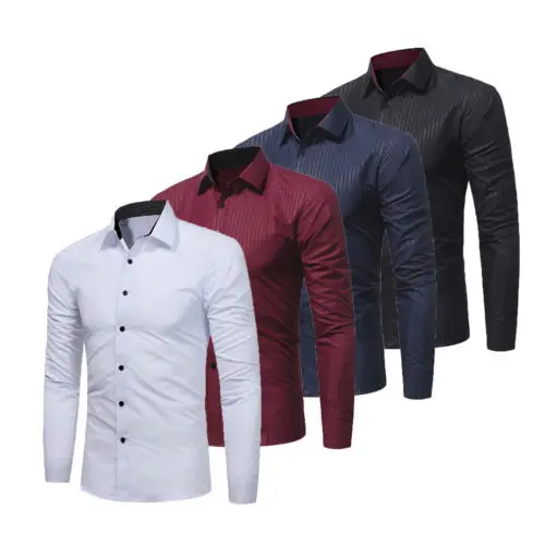 Дизайн мужские формальные рубашки с длинным рукавом Slim Fit повседневные праздничные Топы вечерние Формальные Мужские рубашки с v-образным вырезом