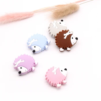 

5pc silicone teether Beads Mini Animal Silicone Beads Hedgehog Beads Nursing DIY Accessories Beads BPA Free