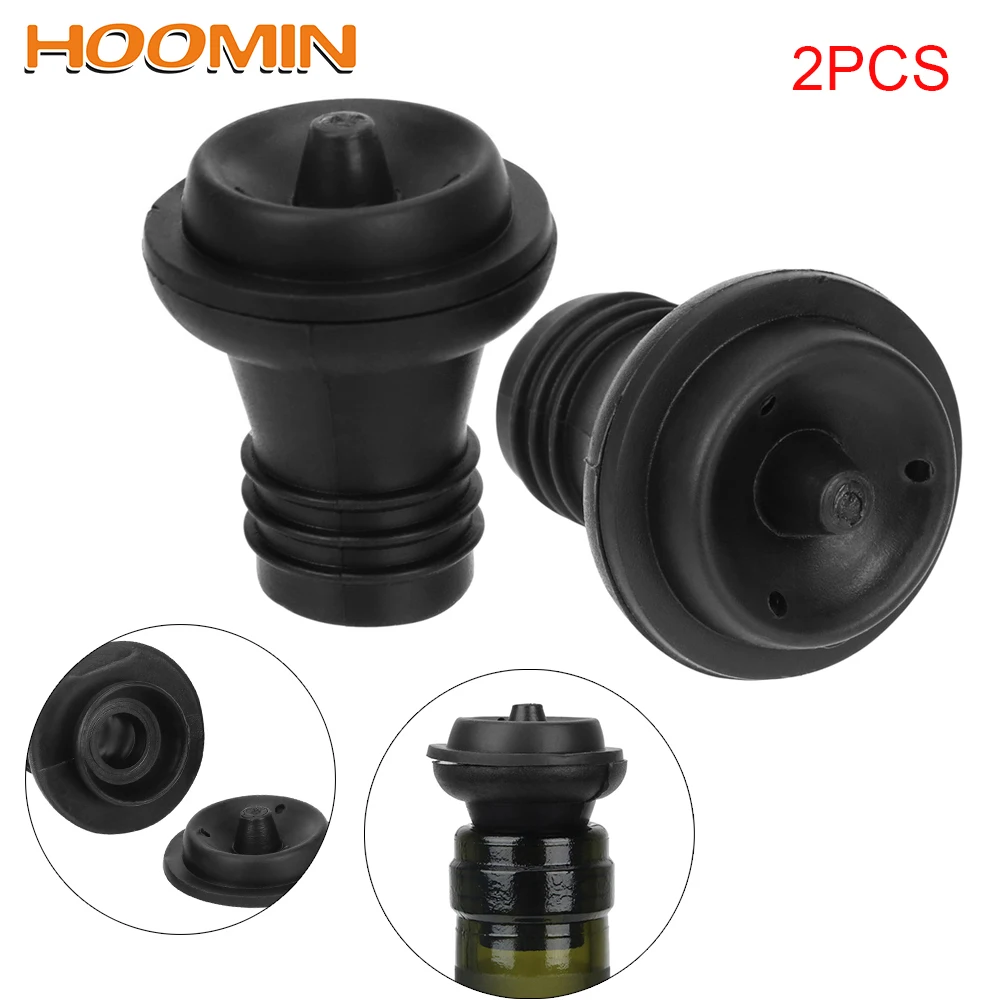 

HOOMIN 2Pcs/set Wine Stopper Vacuum wine Stopper Silicone Wine Corks Durable Stored Fresh Bottle Stopper Bar Tools