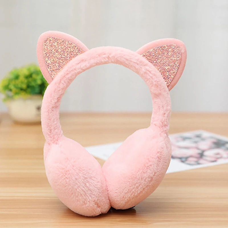 Рождество Зима мультфильм 3D теплые наушники кошка плюшевые теплые женские уши защиты Блестками Блестящие мягкие блестящие милые наушники