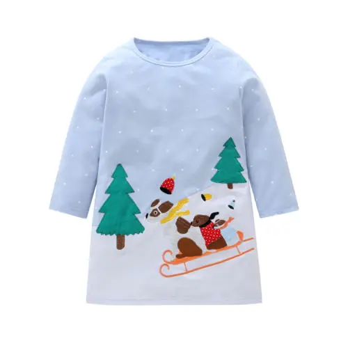 

Kid Long Sleeve Tops Xmas Party Casual Cute Shirt Dresses Girl Cotton Kid Baby Girls Dress Christmas Clothing 1-6T