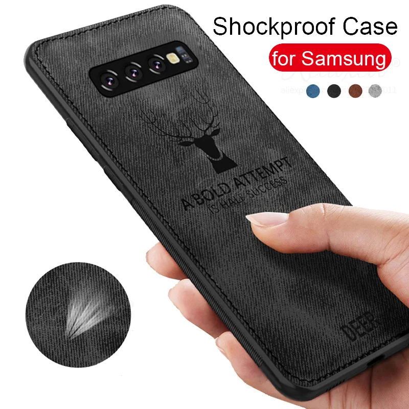 Luxury Cloth Fabric Phone Case For Samsung Galaxy S10 Plus S10e s 10 Cover 3D Silicone Soft A30 A50 a505f 2019 | Мобильные телефоны