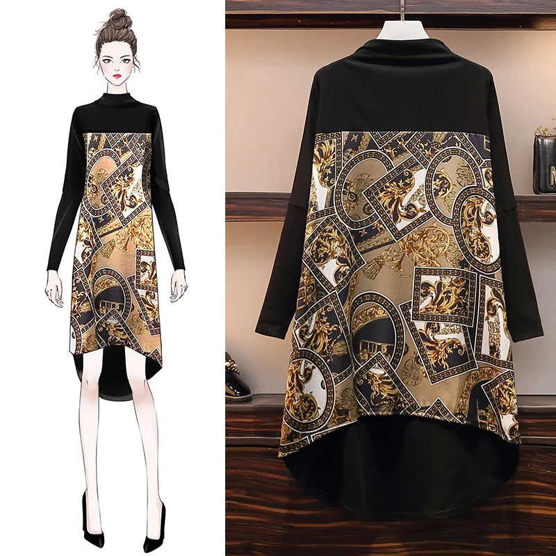 

Will spring a new large size ladies fat younger sister show thin meat jin irregular dress