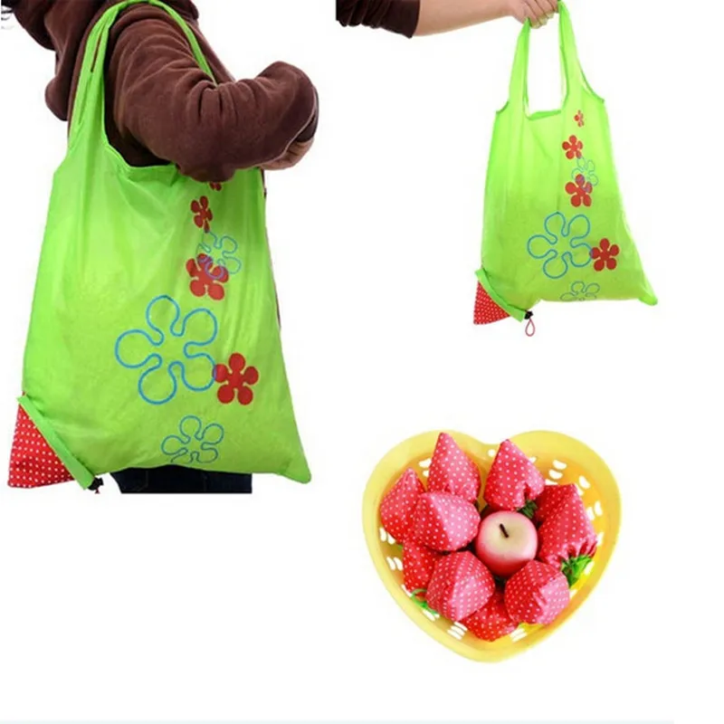 

Large Nylon Reusable Folding Strawberry Eco Grocery Bag Retail Shopping Tote Bag Shopping Bags