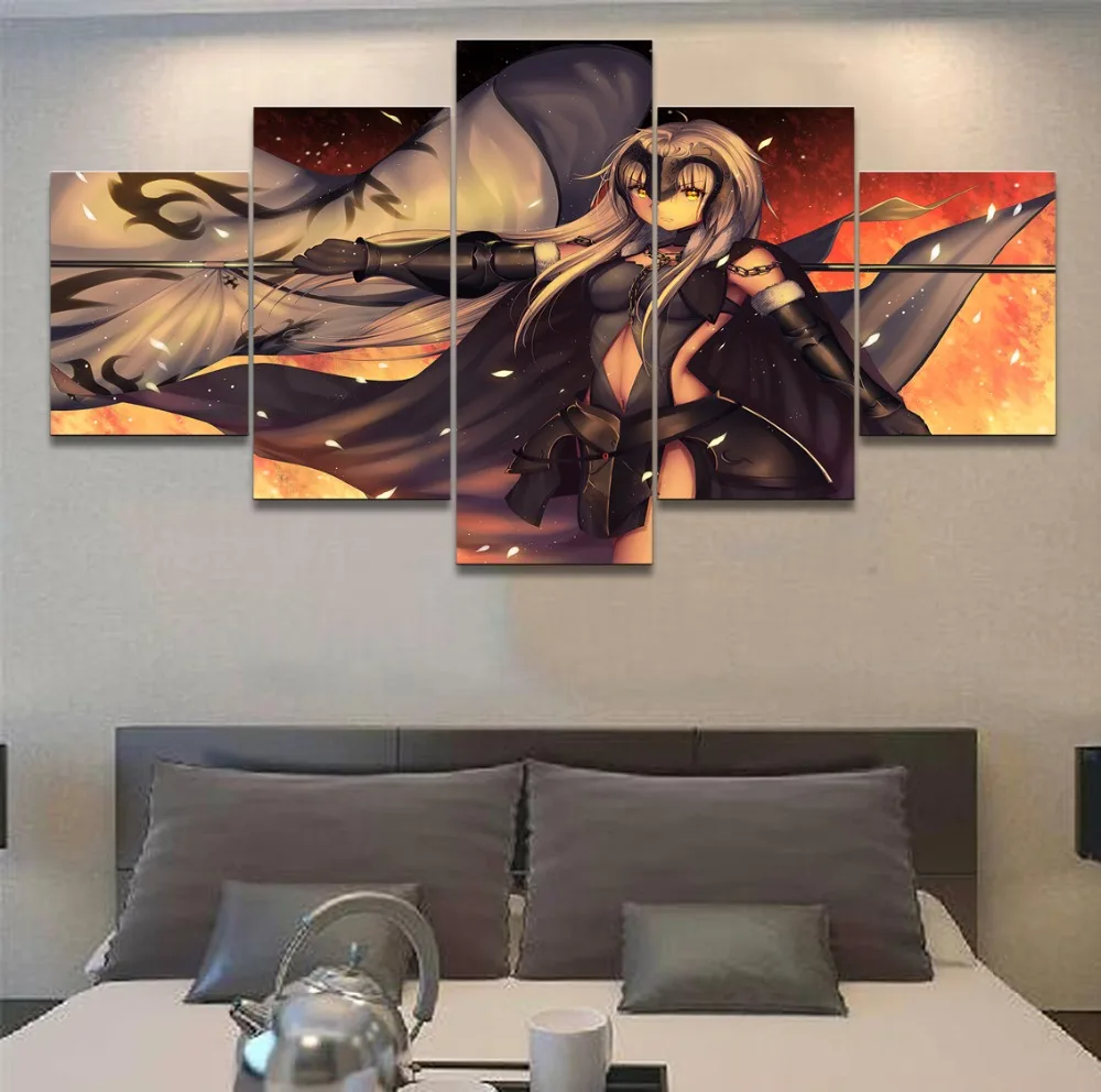 

5 Pieces Canvas Printed Anime Avenger Fate Grand Order Home Decor Living Room Painting Modern Wall Art Cuadros Modular Pictures