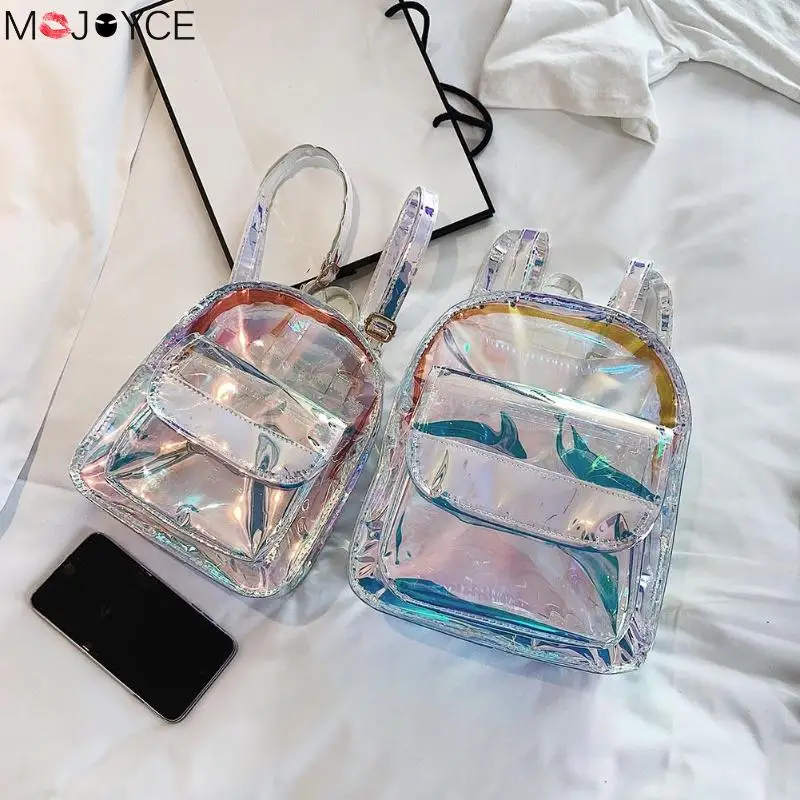 

Cute Girl Fashion Colorful Backpack Transparent Girls Laser Travel Backpacks Women Casual Shoulder School Bags Backpack