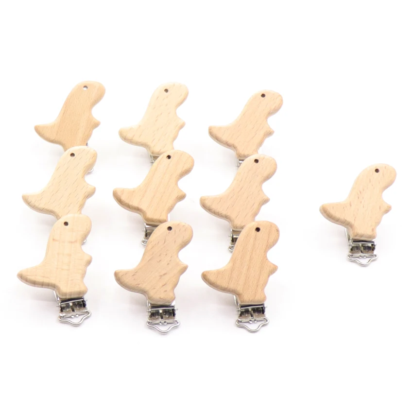 Pacifier Clip 5Pcs/Sets Baby BPA Free Cute Modelling Beech DIY Cartoon Animal Wooden Log Nipple Chain Holder