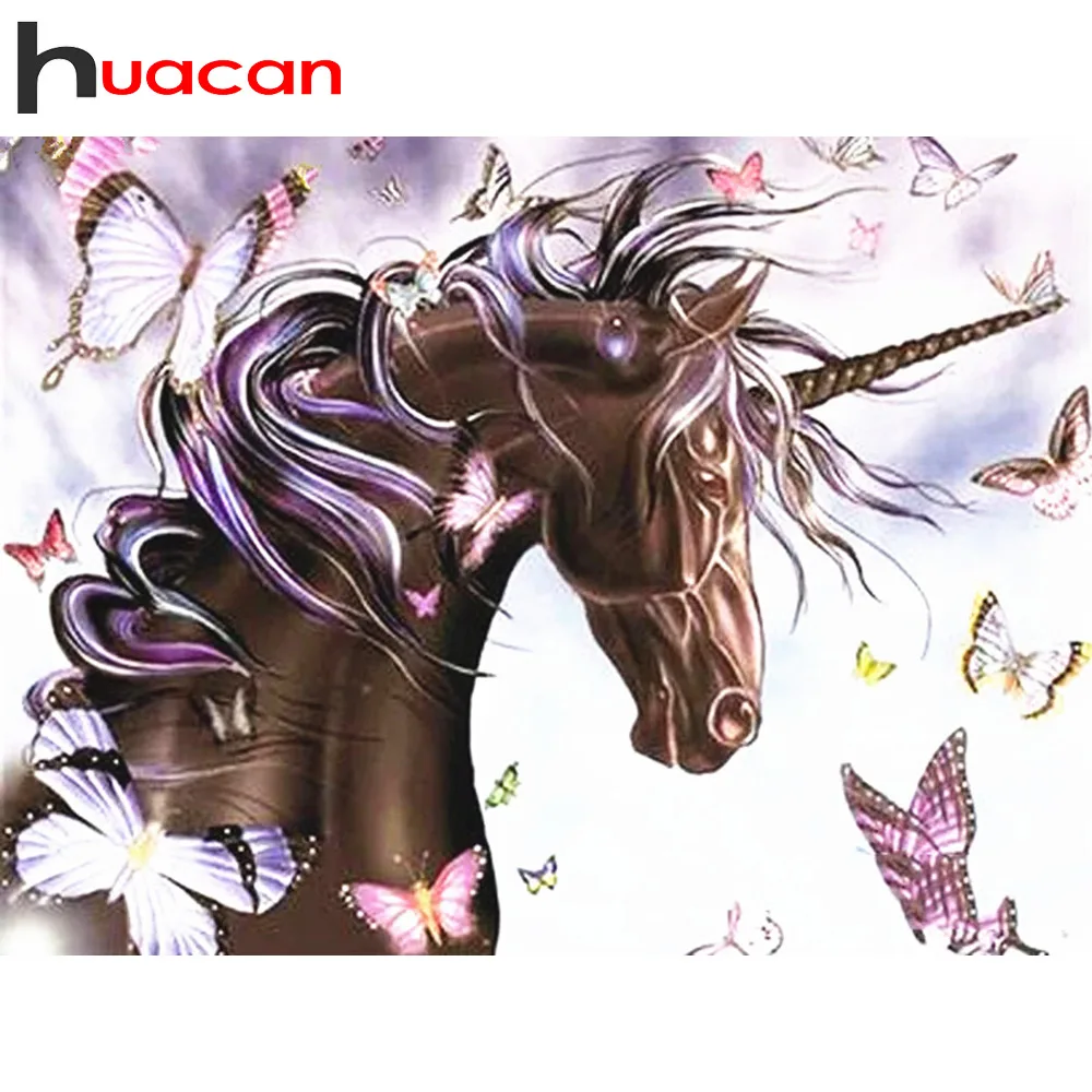 

Huacan Full Square Diamond Paintings Horse 5d Diamond Embroidery Sale Animal Butterfly Diamond Mosaic Picture Of Rhinestones