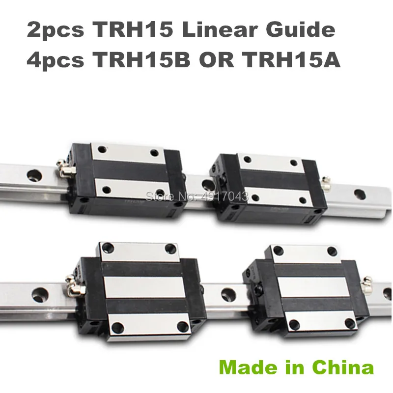 

15mm width Precision Linear Guide Rail 2pcs TRH15 200 250 300mm Linear rail way + 4pcs TRH15B or TRH15A Square linear carriage