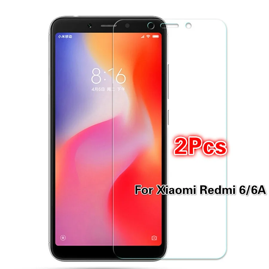 

2Pcs 9H Tempered Glass On For Xiaomi Redmi 6A Screen Protector For Xiaomi Redmi 6 Glass Protective Film 2.5D Display Cover Case